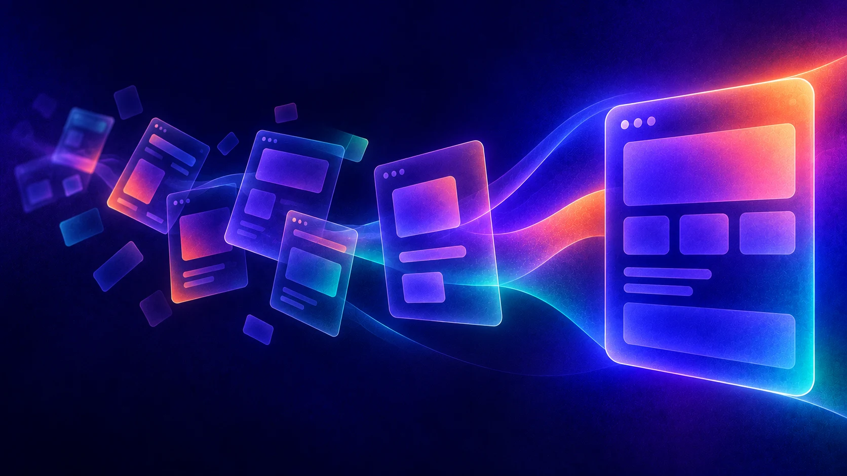 Editorial illustration of a polished first interface frame drifting into inconsistent later frames